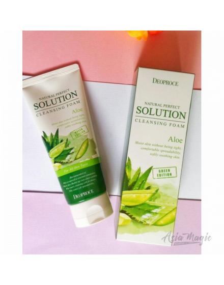 Пенка Для Умывания Алоэ Natural Perfect Solution Cleansing Foam Green Edition Aloe 5527 Deoproce (Корея)