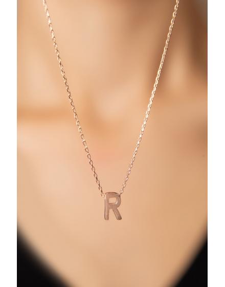 Серебряное Ожерелье 925 с Буквой "R" в Объёме 3D PP001L Larin Silver