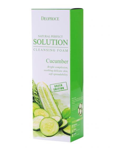 Пенка Для Умывания Огурец Natural Perfect Solution Cleansing Foam Green Edition Cucumber 5525 Deoproce (Корея)