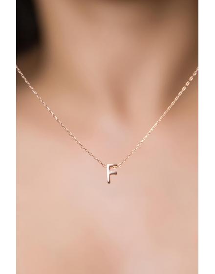 Серебряное Ожерелье 925 с Буквой "F" в Обьёме 3D PP001L Larin Silver