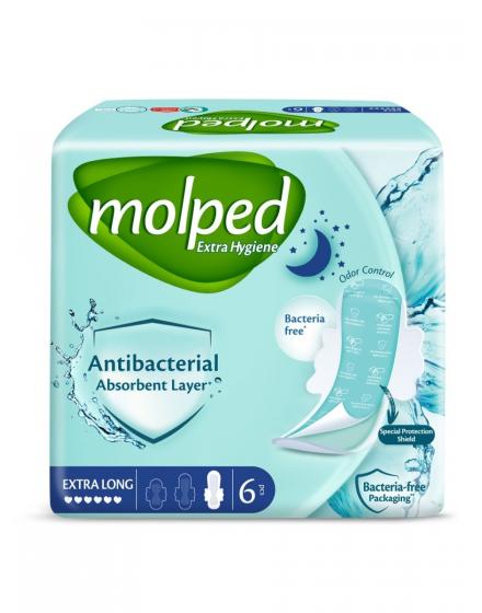 Гигиенические Антибактериальные Прокладки Antibac Extra Long 6 шт/уп Molped