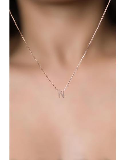 Серебряное Ожерелье 925 с Буквой "N" в Обьёме 3D PP001L Larin Silver